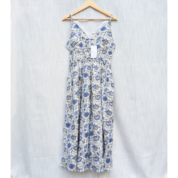NWT Caroline Constas Blue Floral Cotton/Modal Sleeveless Midi Dress, size M - Picture 2 of 12